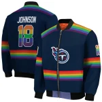 custom tennessee titans rainbow jersey number navy bomber jacket best selling