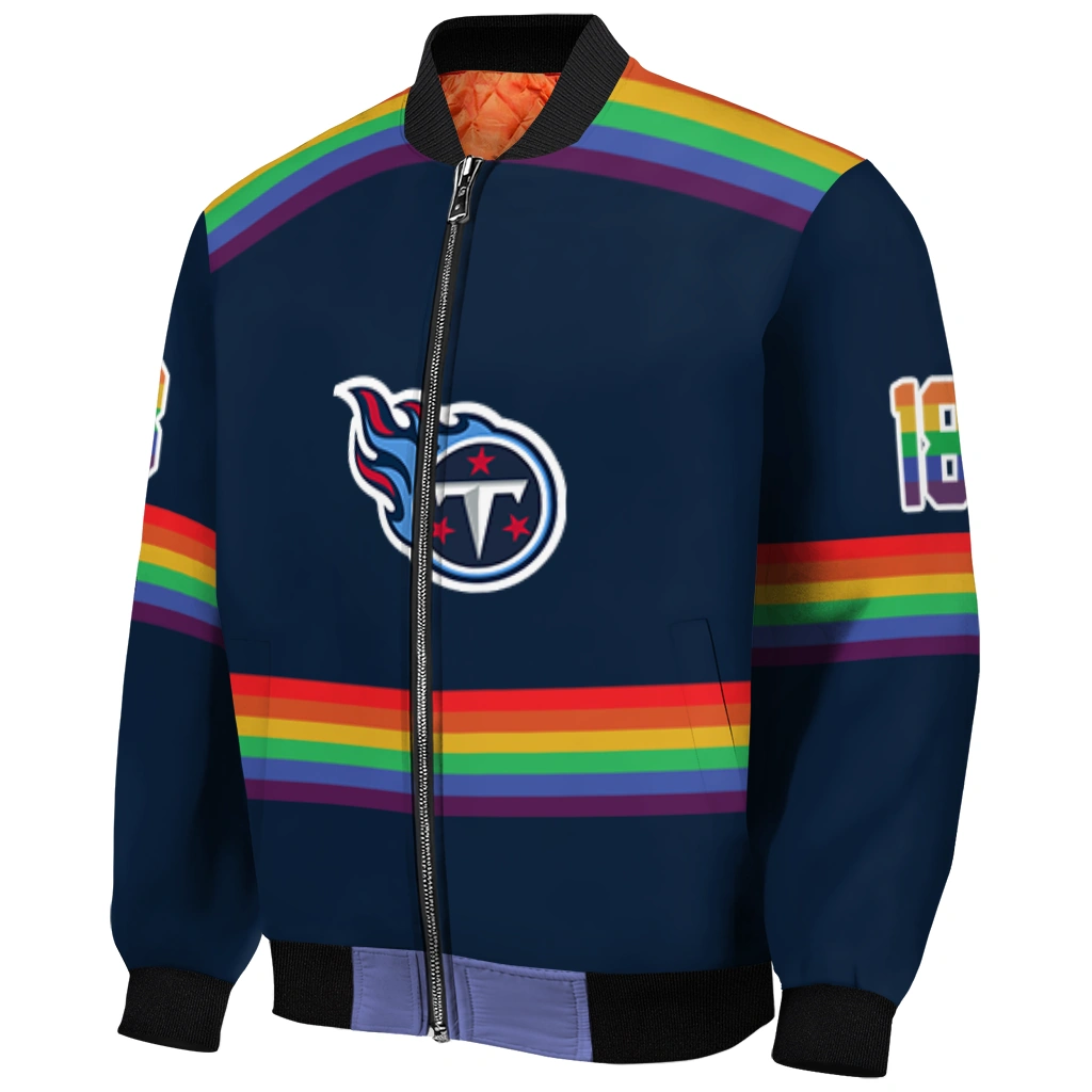 custom tennessee titans rainbow jersey number navy bomber jacket fashion forward custom tennessee titans rainbow jersey number navy bomber jacket fashion forward