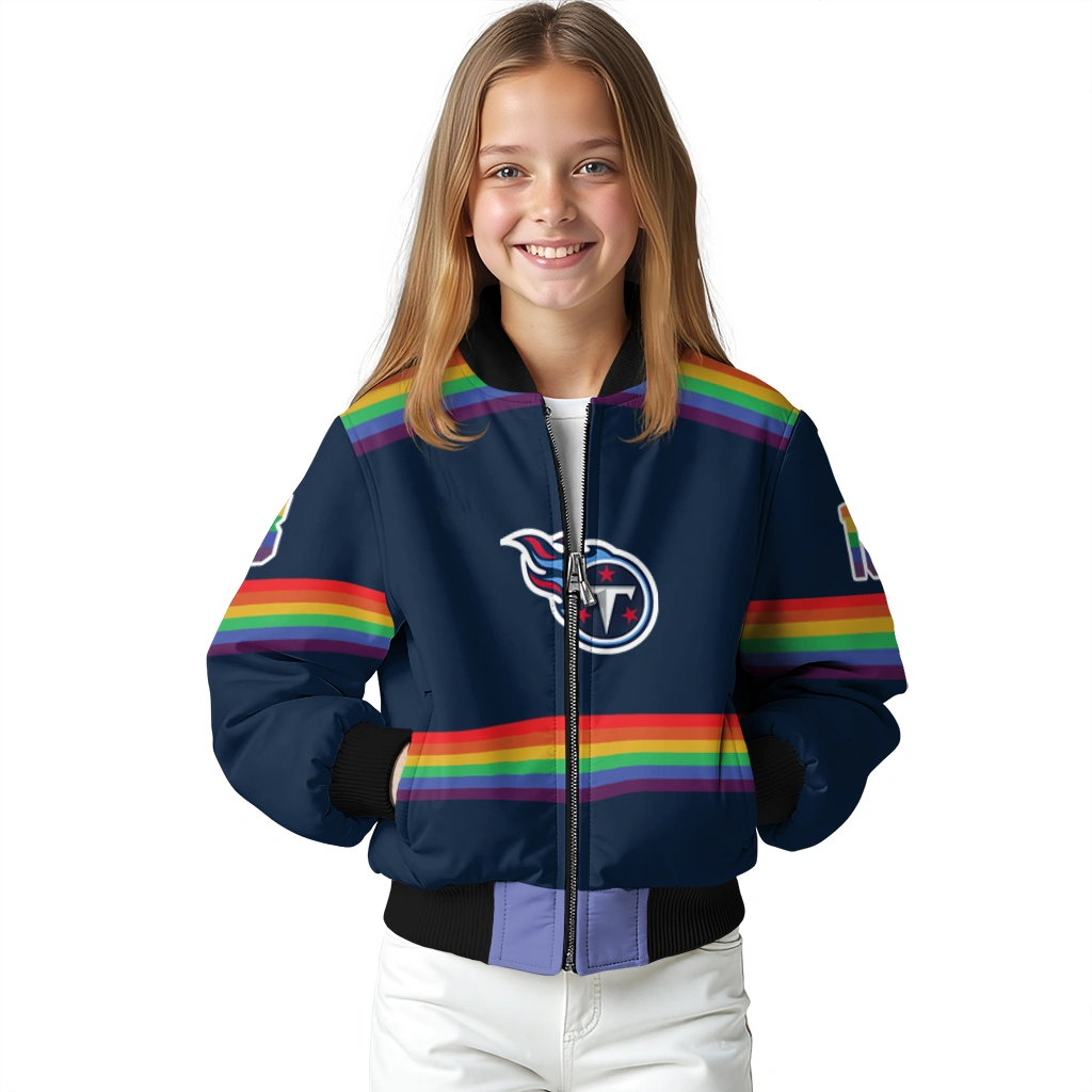custom tennessee titans rainbow jersey number navy bomber jacket top rated custom tennessee titans rainbow jersey number navy bomber jacket top rated