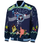 custom tennessee titans spongebob playtime navy blue varsity jacket best selling