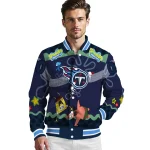 custom tennessee titans spongebob playtime navy blue varsity jacket best selling