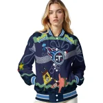 custom tennessee titans spongebob playtime navy blue varsity jacket best selling