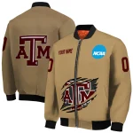 custom texas am aggies claw effect beige bomber jacket best selling