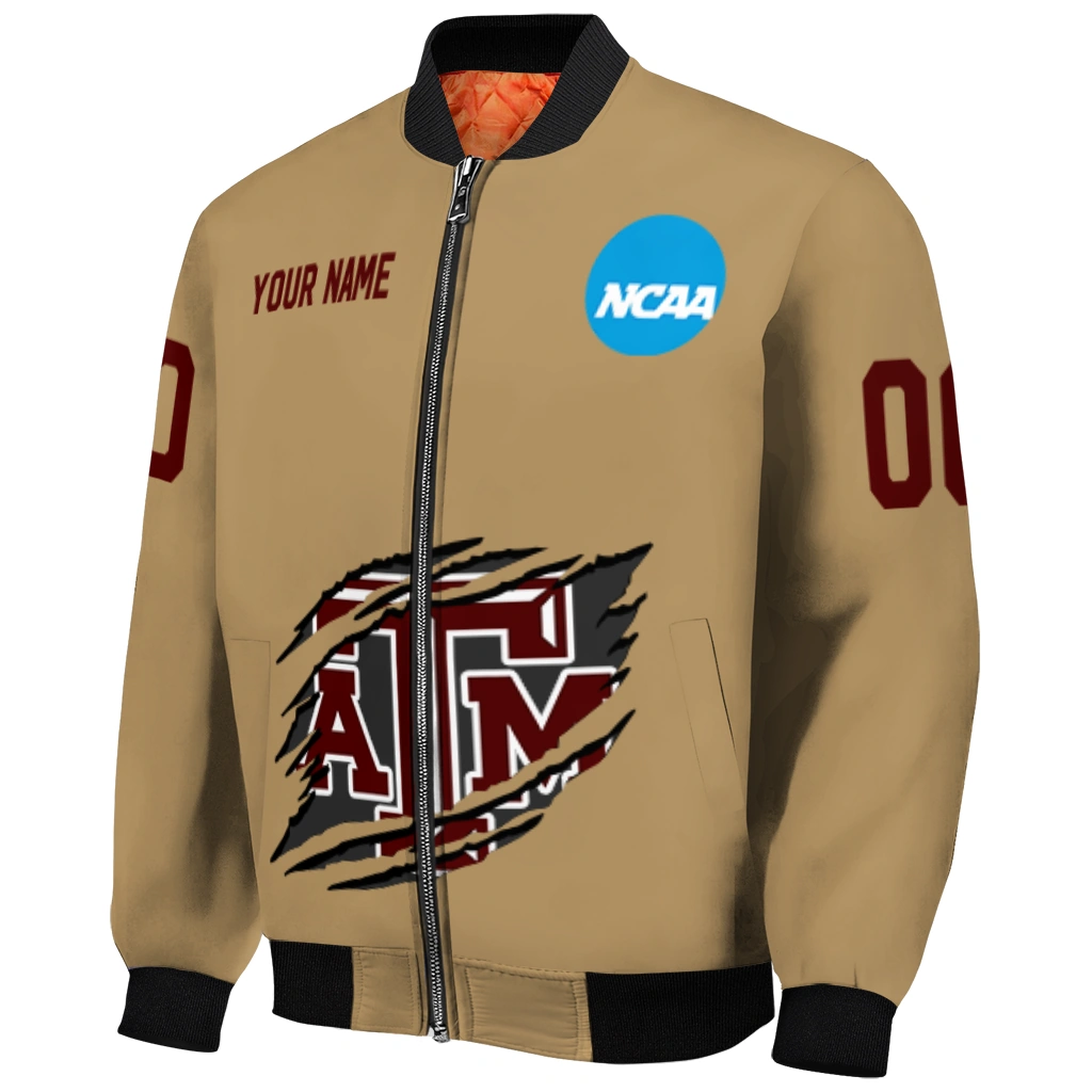 custom texas am aggies claw effect beige bomber jacket fashion forward custom texas am aggies claw effect beige bomber jacket fashion forward
