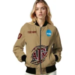 custom texas am aggies claw effect beige bomber jacket best selling