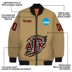 custom texas am aggies claw effect beige bomber jacket best selling