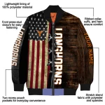 custom texas longhorns flag wood brown bomber jacket best selling