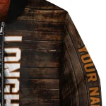 custom texas longhorns flag wood brown bomber jacket best selling