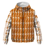 custom texas longhorns lightning strike grid orange windbreaker jacket best selling