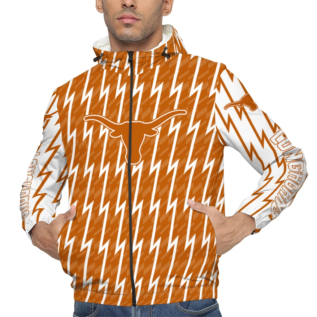 custom texas longhorns lightning strike grid orange windbreaker jacket top rated custom texas longhorns lightning strike grid orange windbreaker jacket top rated