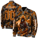 custom texas longhorns skull horde orange varsity jacket best selling