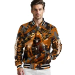 custom texas longhorns skull horde orange varsity jacket best selling