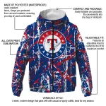 custom texas rangers brushstroke pattern blue windbreaker jacket best selling