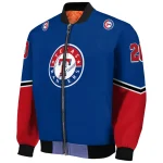 custom texas rangers chevron style blue bomber jacket best selling