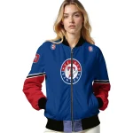 custom texas rangers chevron style blue bomber jacket best selling