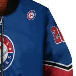 custom texas rangers chevron style blue bomber jacket best selling