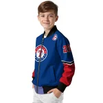 custom texas rangers chevron style blue bomber jacket best selling
