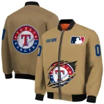 custom texas rangers claw swipe beige bomber jacket best selling