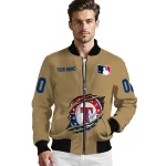 custom texas rangers claw swipe beige bomber jacket best selling