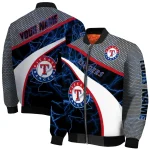 custom texas rangers electric flash blue bomber jacket best selling