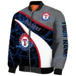 custom texas rangers electric flash blue bomber jacket best selling
