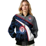 custom texas rangers electric flash blue bomber jacket best selling