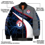 custom texas rangers electric flash blue bomber jacket best selling