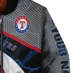 custom texas rangers electric flash blue bomber jacket best selling
