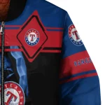 custom texas rangers reaper hands blue black bomber jacket best selling