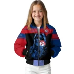 custom texas rangers reaper hands blue black bomber jacket best selling