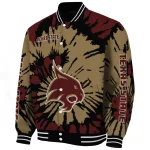 custom texas state bobcats burst splatter maroon varsity jacket best selling