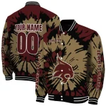 custom texas state bobcats burst splatter maroon varsity jacket best selling