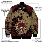 custom texas state bobcats burst splatter maroon varsity jacket best selling