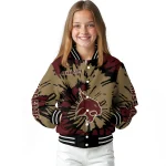 custom texas state bobcats burst splatter maroon varsity jacket best selling