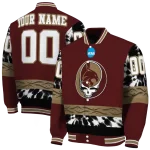 custom texas state bobcats circle skull maroon black varsity jacket best selling