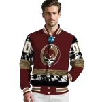 custom texas state bobcats circle skull maroon black varsity jacket best selling