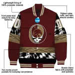 custom texas state bobcats circle skull maroon black varsity jacket best selling