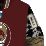 custom texas state bobcats circle skull maroon black varsity jacket best selling