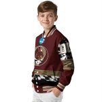 custom texas state bobcats circle skull maroon black varsity jacket best selling