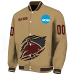 custom texas state bobcats claw effect beige varsity jacket best selling