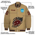 custom texas state bobcats claw effect beige varsity jacket best selling