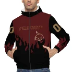 custom texas state bobcats flame trim maroon black windbreaker jacket best selling