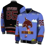 custom texas state bobcats mario blocks blue black varsity jacket best selling