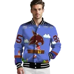 custom texas state bobcats mario blocks blue black varsity jacket best selling