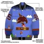 custom texas state bobcats mario blocks blue black varsity jacket best selling
