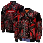 custom texas tech red raiders antlers motif red black bomber jacket best selling