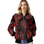 custom texas tech red raiders antlers motif red black bomber jacket best selling