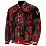 custom texas tech red raiders antlers motif red black varsity jacket best selling