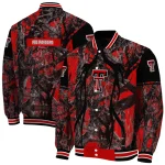 custom texas tech red raiders antlers motif red black varsity jacket best selling