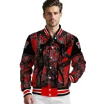 custom texas tech red raiders antlers motif red black varsity jacket best selling